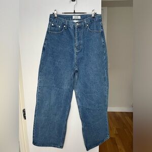 Good Life Works (GLW) Korean Musinsa Dark Blue Denim Jeans Wide Relaxed Classic